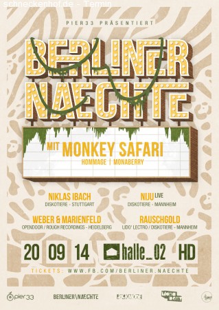 Berliner Naechte presents Monkey Safari Werbeplakat
