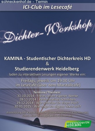 ICI-Club: KAMINA Dichter-Workshop Werbeplakat