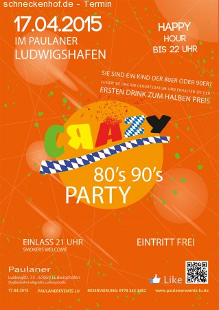 crazy 80's 90's party Werbeplakat