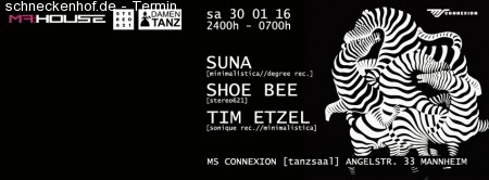 Clubnacht mit Suna, Tim Etzel & Shoe Bee Werbeplakat