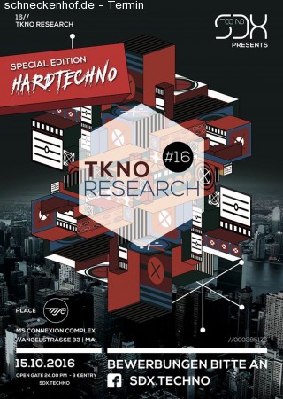 TKNO Research #16 Hardtechno Edition Werbeplakat