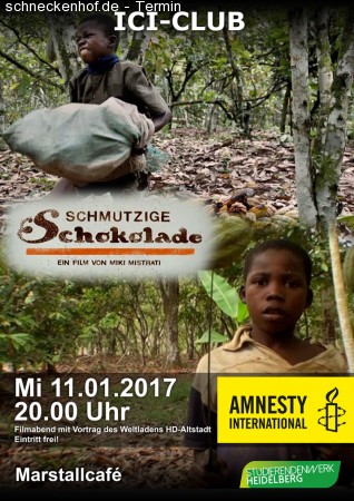 Amnesty-Infoabend: Schmutzige Schokolade Werbeplakat