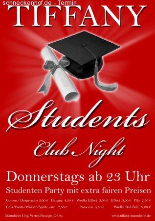 Students Club Night Werbeplakat