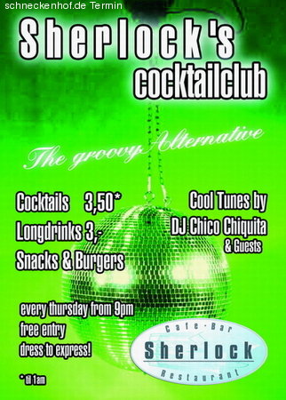 Sherlocks Cocktailclub  Werbeplakat