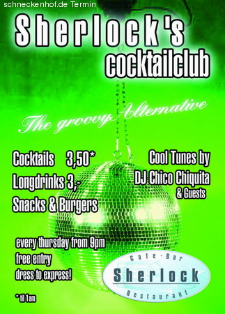 Sherlocks Cocktailclub  Werbeplakat