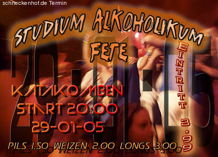 Studium Alkoholikum Fete Werbeplakat