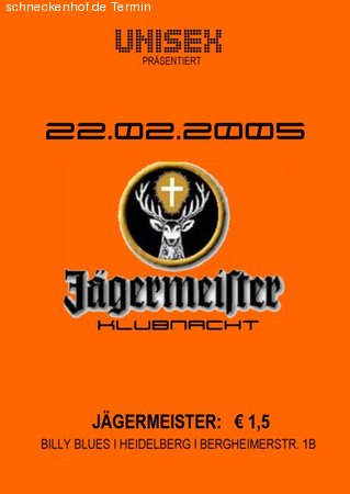 Unisex pres. J&auml;germeister Klub Werbeplakat