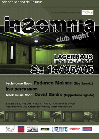 Insomnia club night Werbeplakat