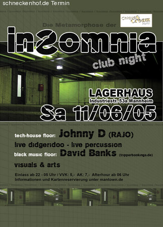 Insomnia club night Werbeplakat