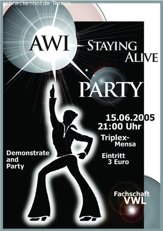 AWI-Staying-Alive Party Werbeplakat