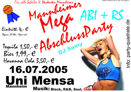 Mannheimer MEGA Abschlussparty Werbeplakat