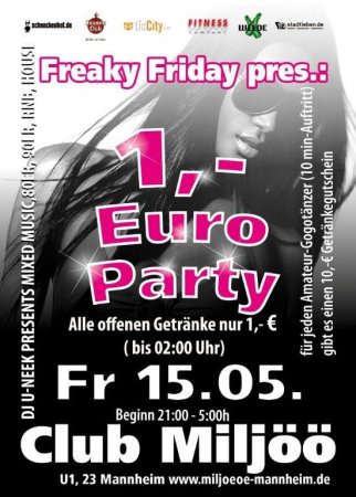 1,- Party Werbeplakat