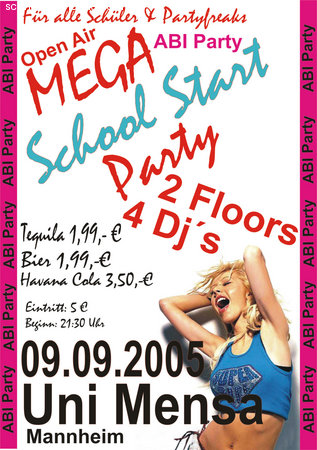 SchoolStartParty - SingleParty Werbeplakat