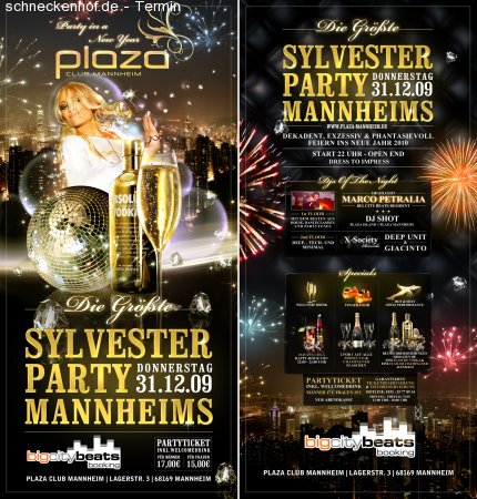 Mega Silvester Party Werbeplakat
