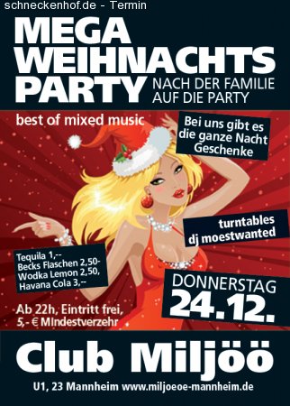 MEGA WEIHNACHTS PARTY Werbeplakat