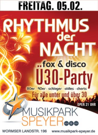 Rhytmus der Nacht  Ü-30  PARTY Werbeplakat