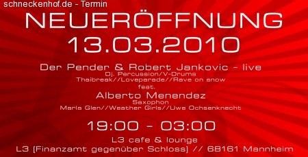 Neueröffnung L3 Café & Lounge Werbeplakat