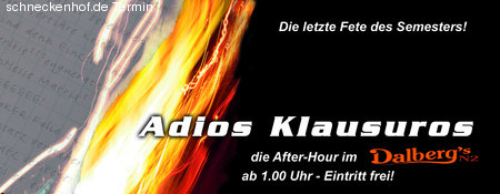 Adios Klausuros - After-Hour Werbeplakat