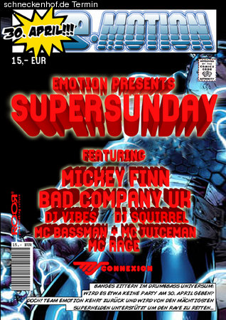 e:Motion`s Super Sunday Werbeplakat