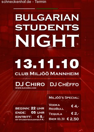 Bulgarian Students Night Werbeplakat