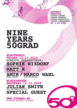 Momente pres. 9 Jahre 50grad Werbeplakat