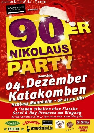 90er Nikolaus Party Werbeplakat
