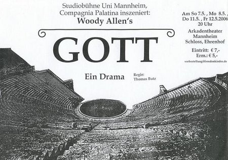 Woody Allen : Gott - Ein Drama Werbeplakat