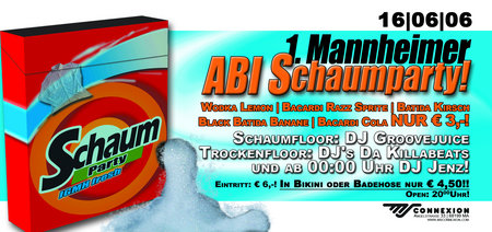 1. Abi Schaumparty im Connexio Werbeplakat
