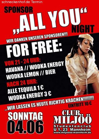 ALL YOU Night Werbeplakat