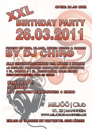 XXL Birthday Party Werbeplakat