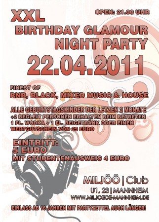Glamour Night - XXL Birthday Werbeplakat