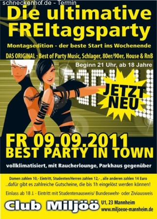 Die ultimative Freitagsparty Werbeplakat