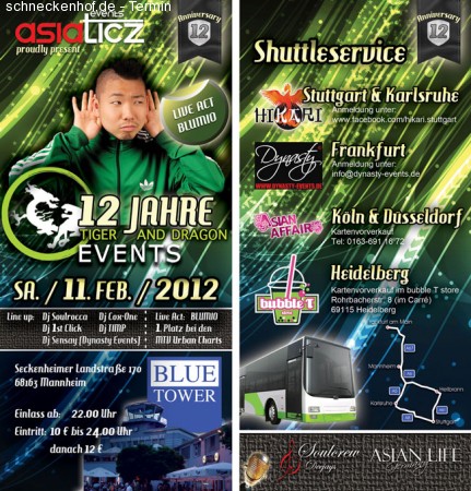 12 Jahre Tiger & Dragon Events Werbeplakat