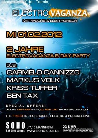 Electrovaganza B-Day-Party Werbeplakat