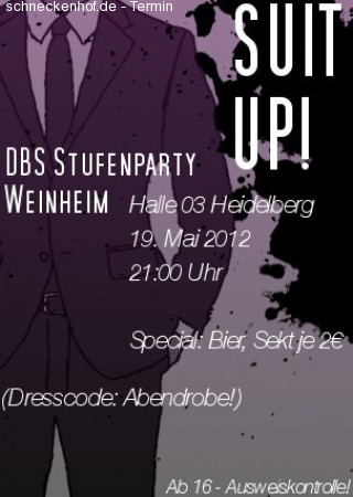 Suit up! DBS Stufenparty! Werbeplakat