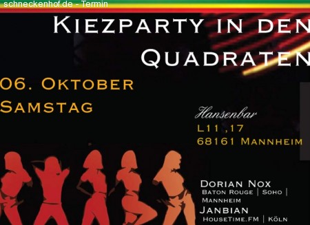 Kiezparty in den Quadraten Werbeplakat