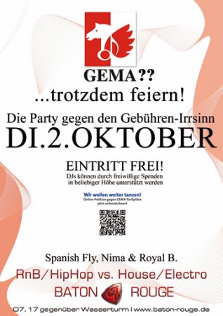 Gema??? Trotzdem Feiern!!! Werbeplakat