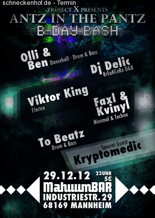 Antz In The Pantz B-Day Bash Werbeplakat