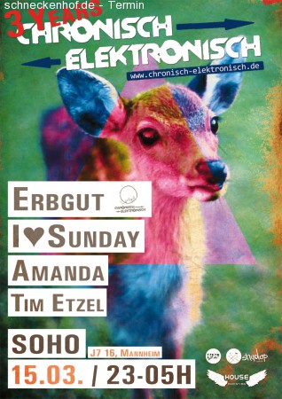 3 Jahre Chronisch Elektronisch Werbeplakat