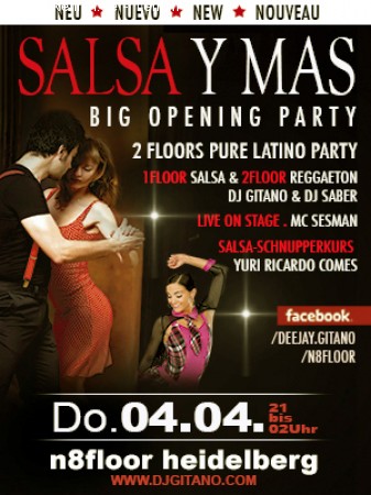 Big Opening . Salsa Y Mas Werbeplakat