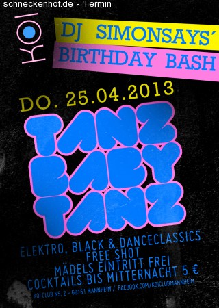 TanZ BabY TanZ - Birthday Bash Werbeplakat