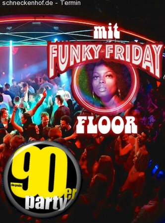 90er Party mit Funky Friday Floor Werbeplakat